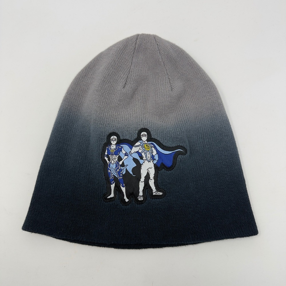 Rare Intel Employee Beanie Ombre Gray Black Superhero Logo Winter Knit Cap